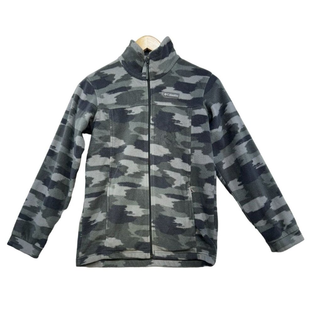 Columbia Youth Camo Fleece Jacket Full-Zip L (14/16) Gray Outdoors Warm